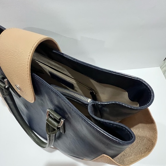 Talbots all leather color block handbag. - Picture 5 of 7